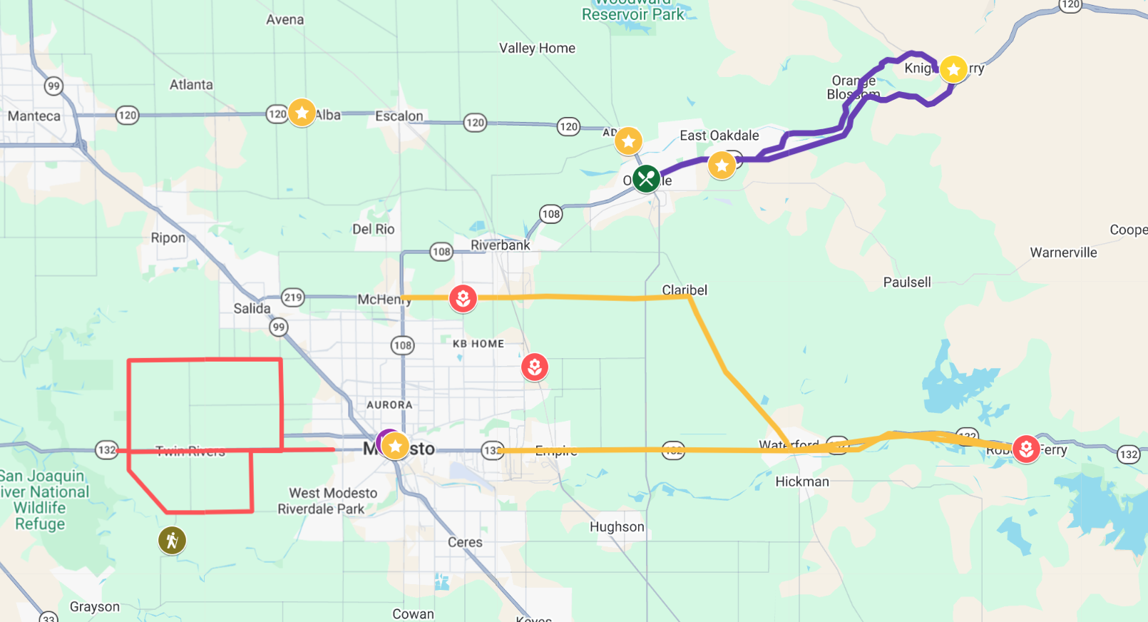 Modesto Almond Blossom Cruise Map